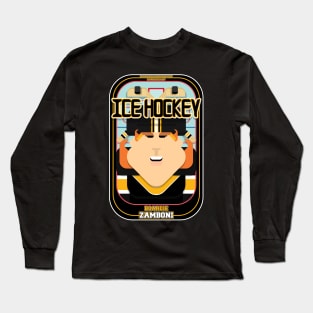 Ice Hockey Black and Yellow - Boardie Zamboni - Jacqui version Long Sleeve T-Shirt